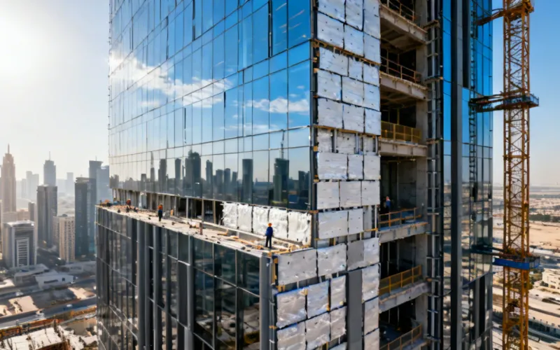 High-rise office tower commercial insulation project Dubai